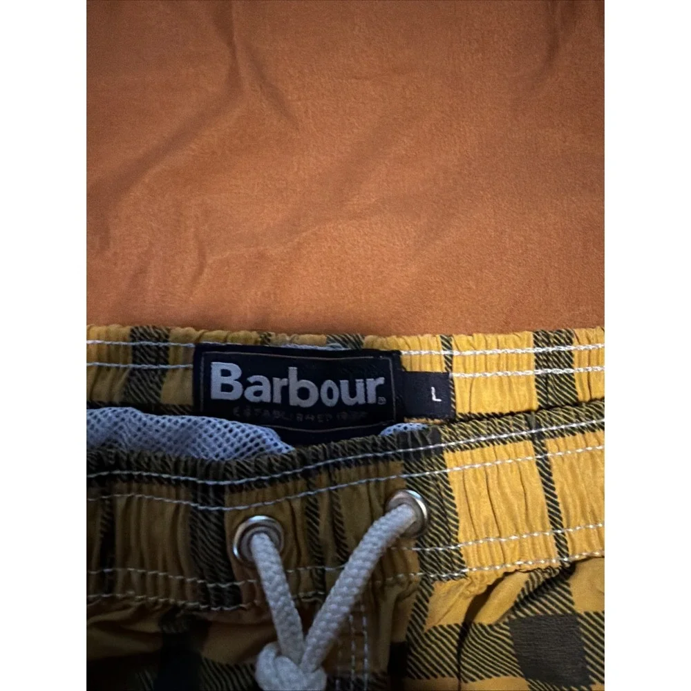 Barbour Men's Swim Shorts Size L Staple Tartan Yellow Plaid